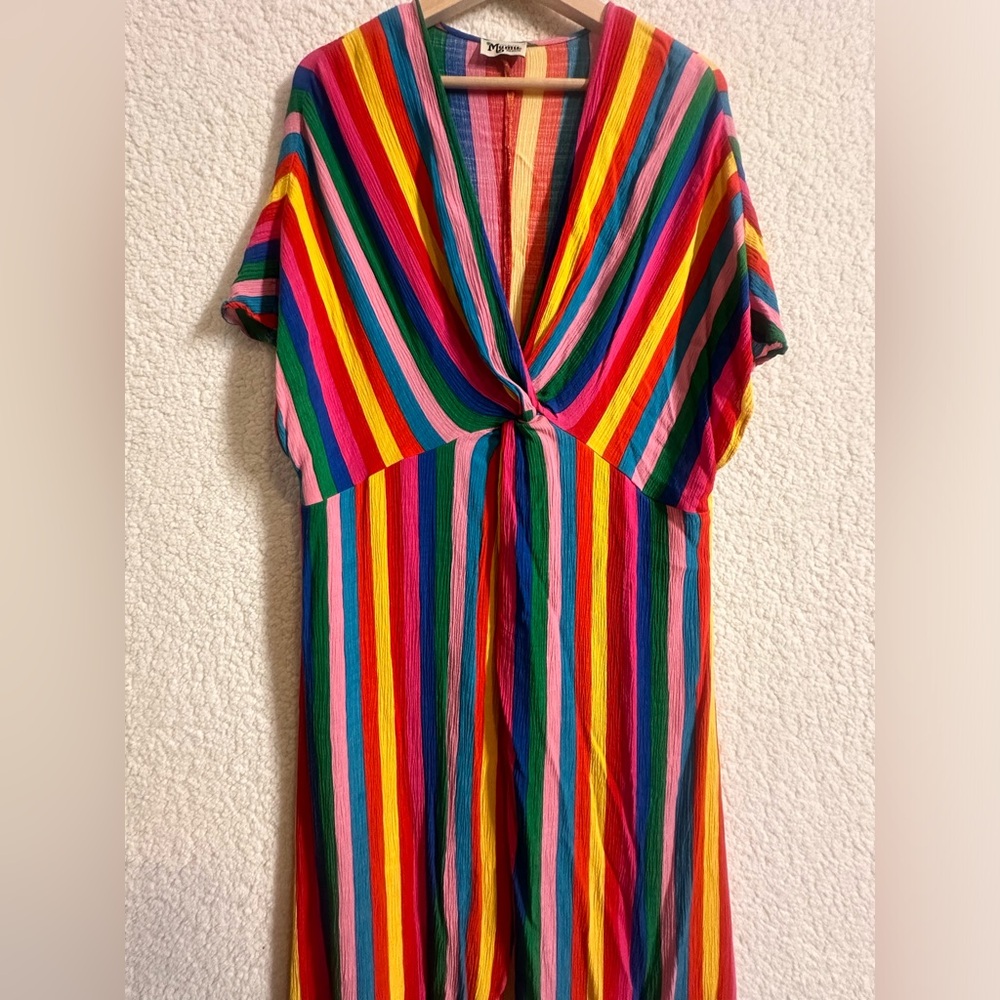 Show Me Your Mumu Size Medium Get Twisted Maxi - Rainbow Stripe Boho Resort - Picture 5 of 11